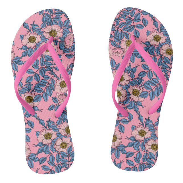 Dog rose pattern thongs (Footbed)