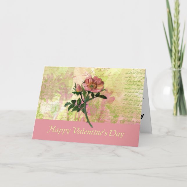 Dog Rose Valentine's Card (Large Print) (Front)