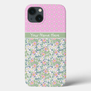 Dog Roses Navy Polkas Pink Samsung Galaxy Note 4 iPhone 13 Case