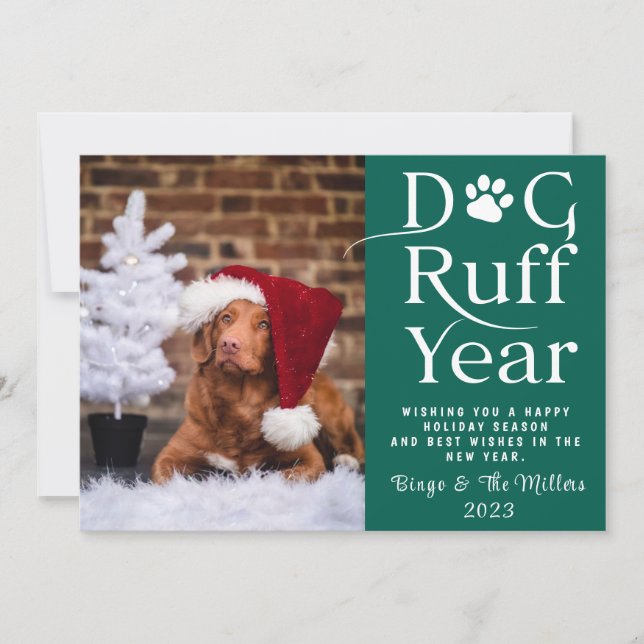 Dog Ruff Year Pet  Photo Funny holiday card (Front)