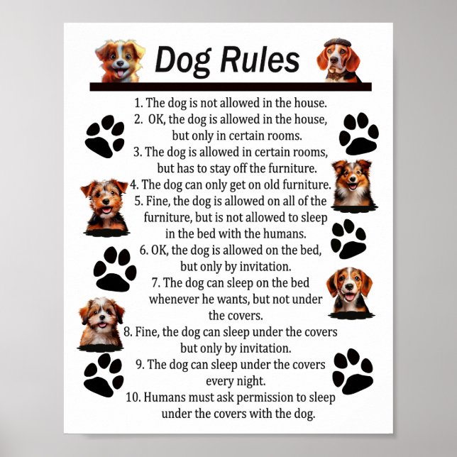 Dog Rules - For A HAPPY DOG HOME Poster (Front)