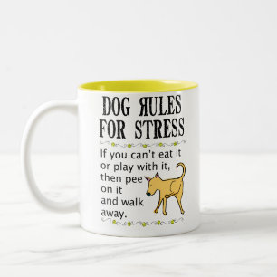 Dog Rules for Stress Two-Tone Coffee Mug