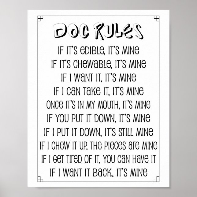 Dog Rules Poster (Front)