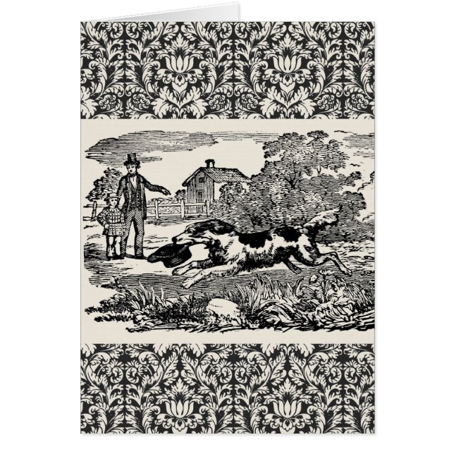 Dog running antique pet art victorian illustration (Front)