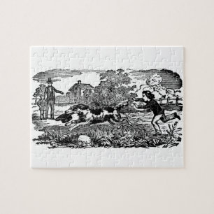 Dog running antique pet art victorian illustration jigsaw puzzle