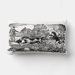 Dog running antique pet art victorian illustration lumbar cushion