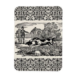 Dog running antique pet art victorian illustration magnet