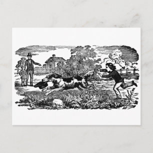 Dog running antique pet art victorian illustration postcard