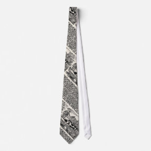 Dog running antique pet art victorian illustration tie