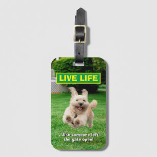 Dog Running In Yard Luggage Tag
