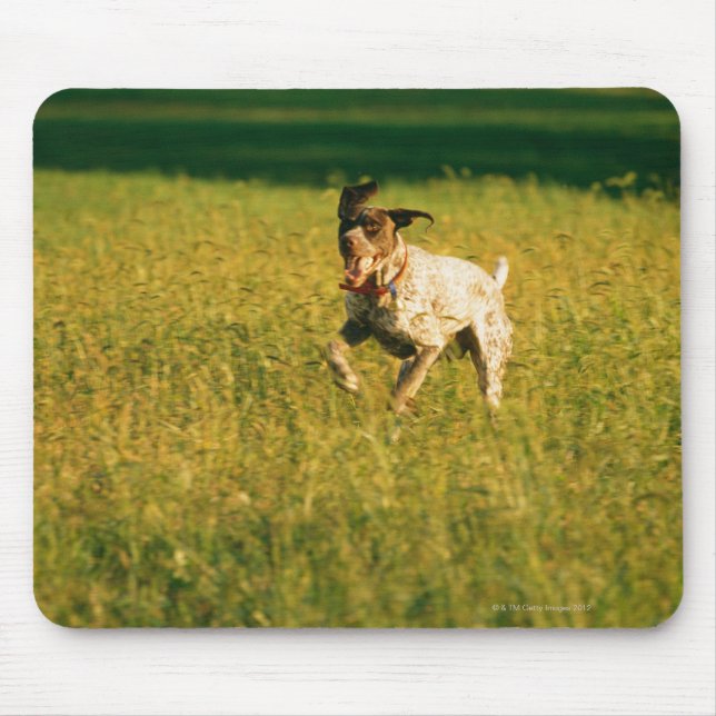 Dog running through grass mouse pad (Front)