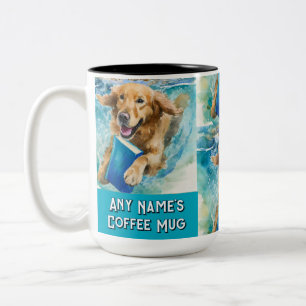 Dog Running with the Big Book Two-Tone Coffee Mug