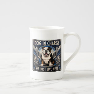 Dog runs house, Boss dog, In charge! Bulldog. Bone China Mug