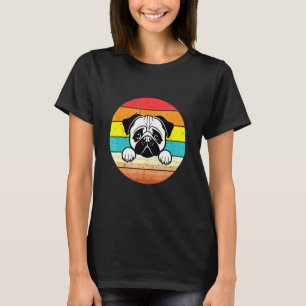 Dog Sad Face Pug Peeking Dogs Vintage The Pug Dog T-Shirt