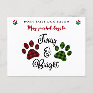 Dog Salon Vet Groomer Christmas Holiday Postcard