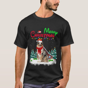 dog Santa Hat Christmas Lights Merry T-Shirt