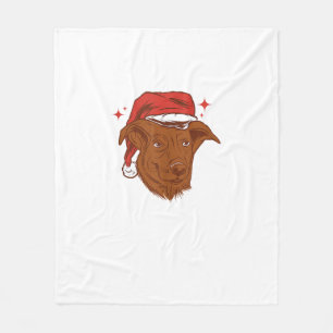 Dog Santa Hat - Funny Christmas Fleece Blanket