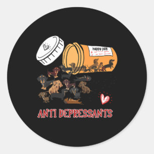 Dog Sausage Puppy Lover Antidepressants Dachshund Classic Round Sticker