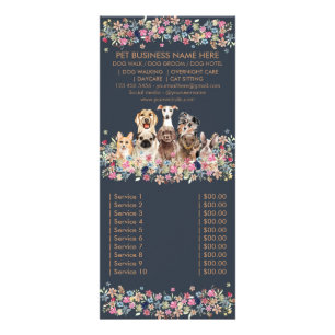 Dog services pet sitter Price list Rack Card