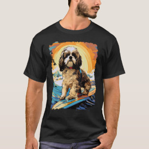 Dog Shih Tzu Paddle Board Surfing T-Shirt