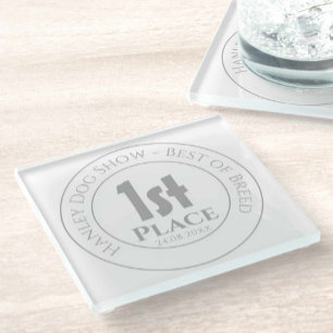 Dog Show - Best of Breed 1st Prize Trophy Award Glass Coaster