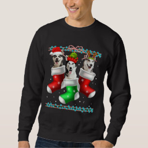 Dog Siberian Husky Christmas Socks Sweatshirt