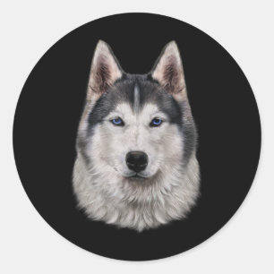 Dog Siberian Husky Dog Face Classic Round Sticker