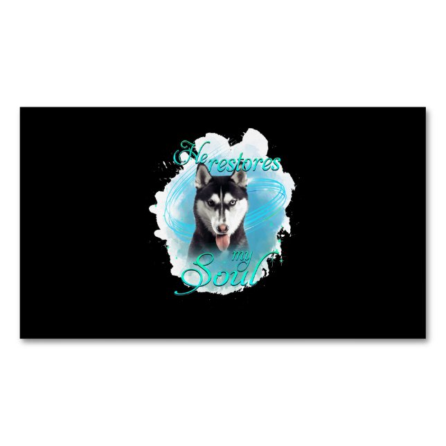 Dog | Siberian Husky Dog Restores My Soul Magnetic Business Card (Front)