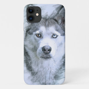 Dog Siberian Husky Drawing Sled Dog  iPhone 11 Case