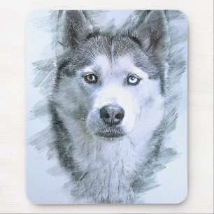 Dog Siberian Husky Drawing Sled Dog OtterBox Mouse Pad