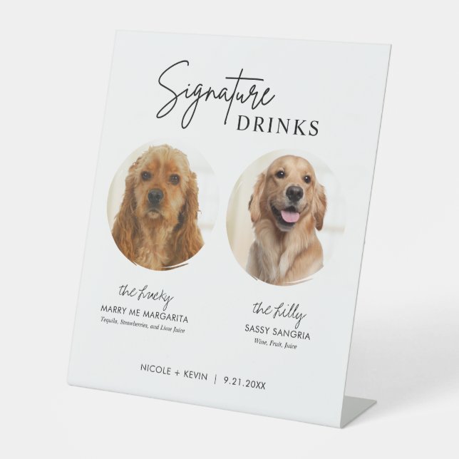 Dog Signature Drinks Sign Wedding Bar Sign (Front)