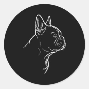 Dog silhouette french bulldog lover frenchie fans classic round sticker