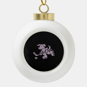 Dog Silhouette Golden Retriever Labrador Hockey Ceramic Ball Christmas Ornament