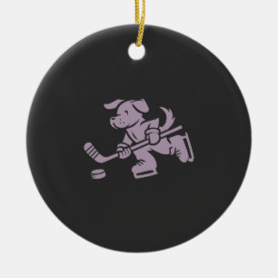 Dog Silhouette Golden Retriever Labrador Hockey Ceramic Ornament