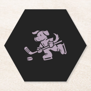 Dog Silhouette Golden Retriever Labrador Hockey Paper Coaster