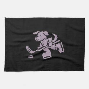 Dog Silhouette Golden Retriever Labrador Hockey   Tea Towel