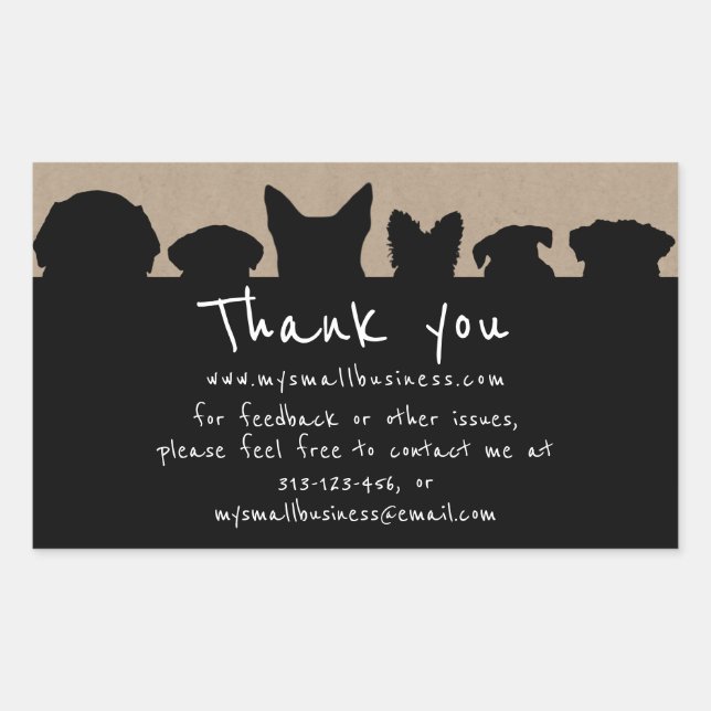 dog silhouette groomer thank you rectangular stick rectangular sticker (Front)