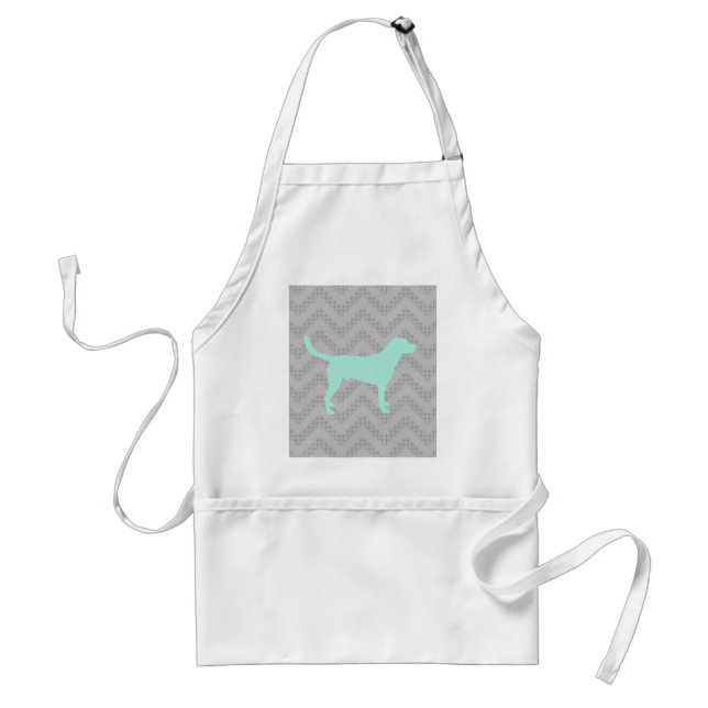 Dog Silhouette in Mint on Chevron Zigzag pattern Standard Apron (Front)