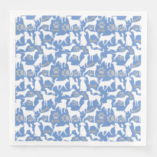 Dog silhouette Pattern.White.03 Lblue BG Napkin