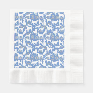 Dog silhouette Pattern.White.03 Lblue BG Napkin