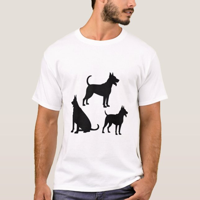 Dog Silhouette Trio Shirt – Minimal Pet Lover Desi (Front)