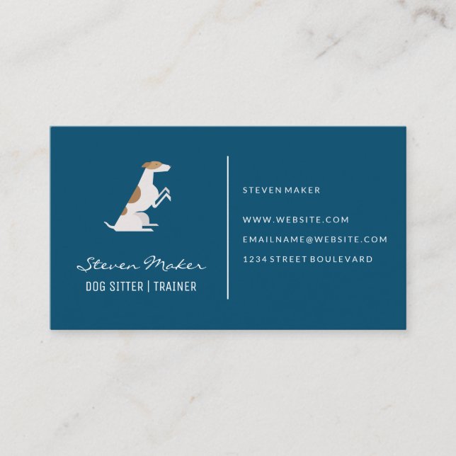 Dog Sitter and Trainer | Cute Dog Icon Business Card (Front)