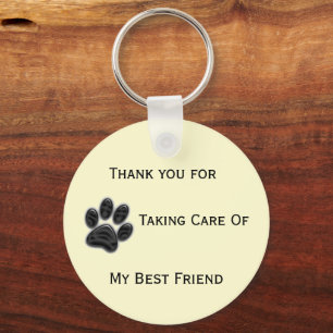Dog Sitter Appreciation Paw Print Thank You Key Ring