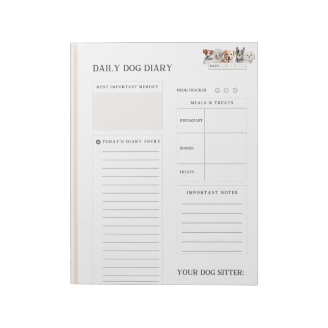 Dog Sitter Diary for Pet Business Notepad (Rotated)