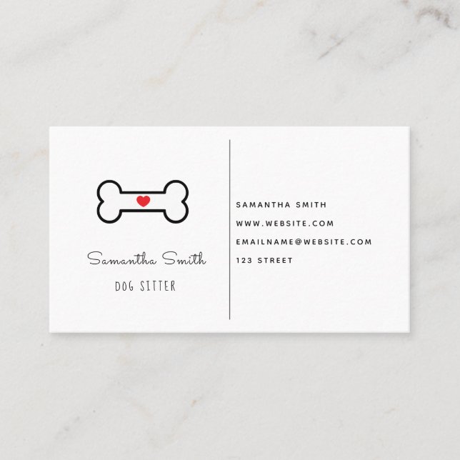Dog Sitter | Dog Bone Icon Business Card (Front)