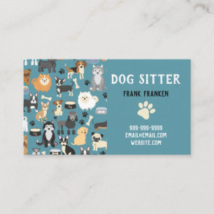 Dog Sitter Dog Walker Puppy Pattern Business Card