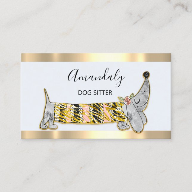 Dog Sitter Pet Fashion Boutique Care Basset Grey  Business Card (Front)