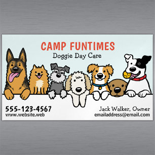 Dog Sitter Pet Sitting Cartoon Cute Peeking Dogs Magnetic Business Card