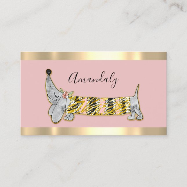 Dog Sitter Pet's Fashion Boutique Care Rose Business Card (Front)