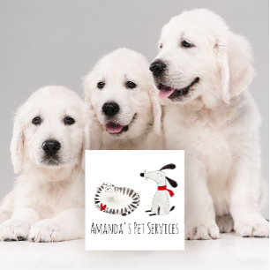 Dog Sitter Sitter Pet Service Grooming Cute Sweet Square Business Card